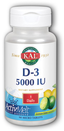 Vitamin D-3 125 mcg (5000 IU) ActivMelt Витамин Д-3 125 мкг (5000 МЕ) 90 микро таблеток (KAL) фото 3