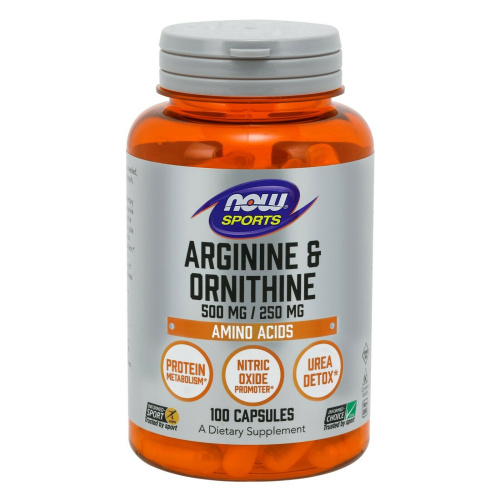 Arginine/Ornithine 500/250 мг (Аргинин и Орнитин) 100 вег капс (Now Foods)